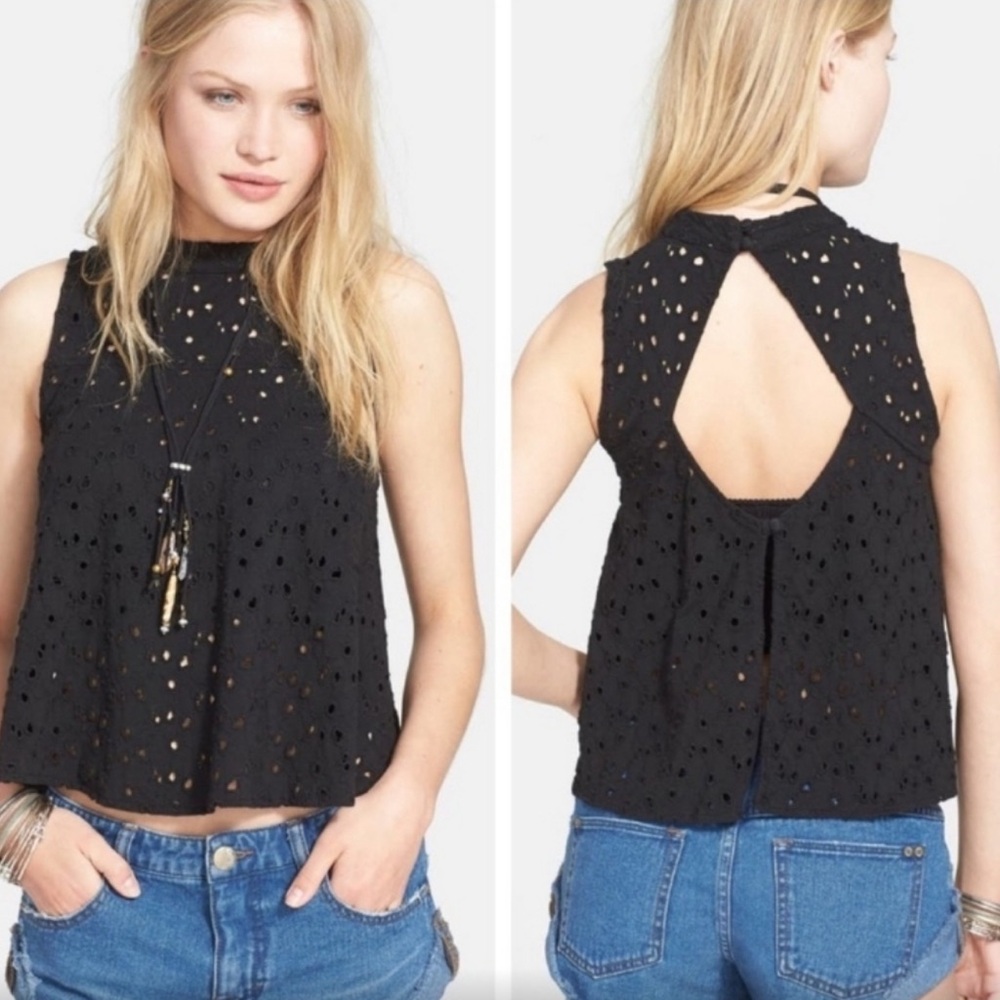 Free People Cupcake Mali Eyelet Swing Crop Top - Picture 7 of 7